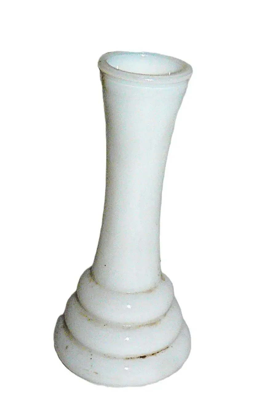 Vtg White M[lk Glass Bud Vase Tiered Base 6